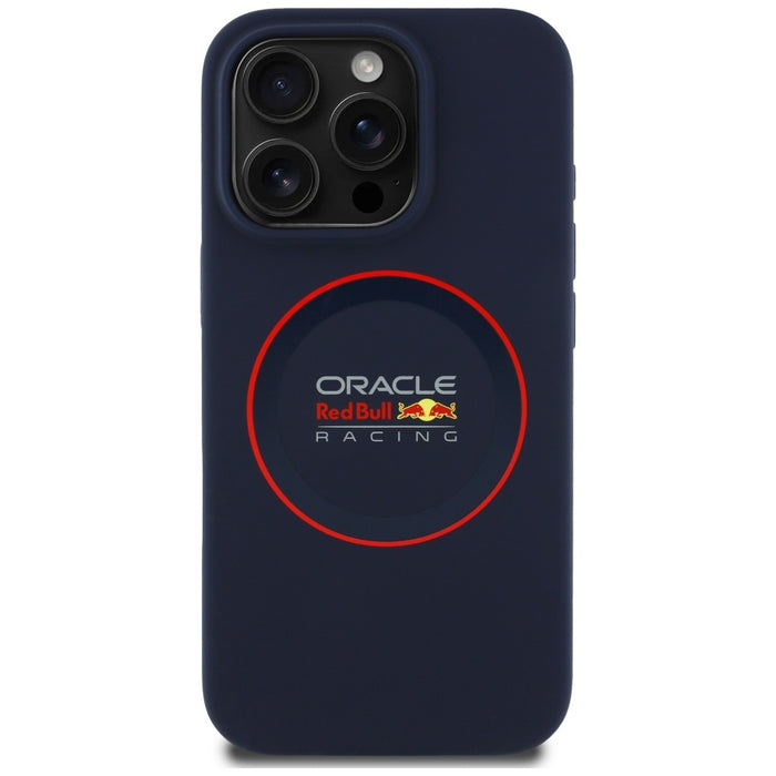 Силиконов твърд калъф Red Bull RBHMP16X24SIILVR MagSafe с Red Ring за iPhone 16 Pro Max 6.9", морско син