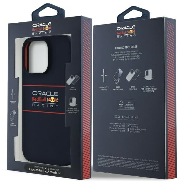 Силиконов твърд калъф Red Bull RBHMP14L24SIHSRV MagSafe за iPhone 14 Pro 6.1", морско синьо с хоризонтален логотип