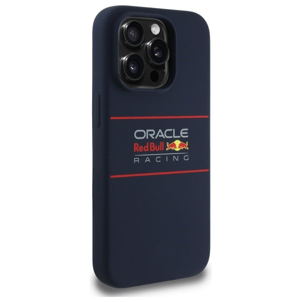 Силиконов калъф Red Bull за iPhone 15 Pro Max 6.7", със същия стил Horizontal Logo MagSafe, тъмносин