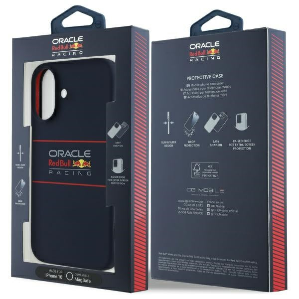 Силиконов твърд калъф Red Bull RBHMP16S24SIHSRV MagSafe за iPhone 16 6.1", тъмносин