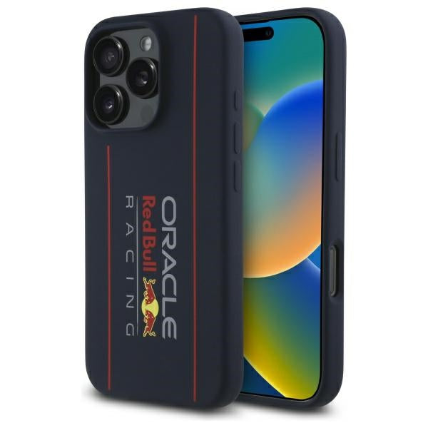 Силиконов калъф Red Bull RBHMP16X24SIOLRV Vertical Logo MagSafe за iPhone 16 Pro Max 6.9", тъмносин