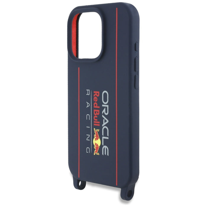 Силиконов твърд калъф Red Bull RBHMP16X24SISOLRV с вертикален лого и MagSafe за iPhone 16 Pro Max 6.9", тъмносин