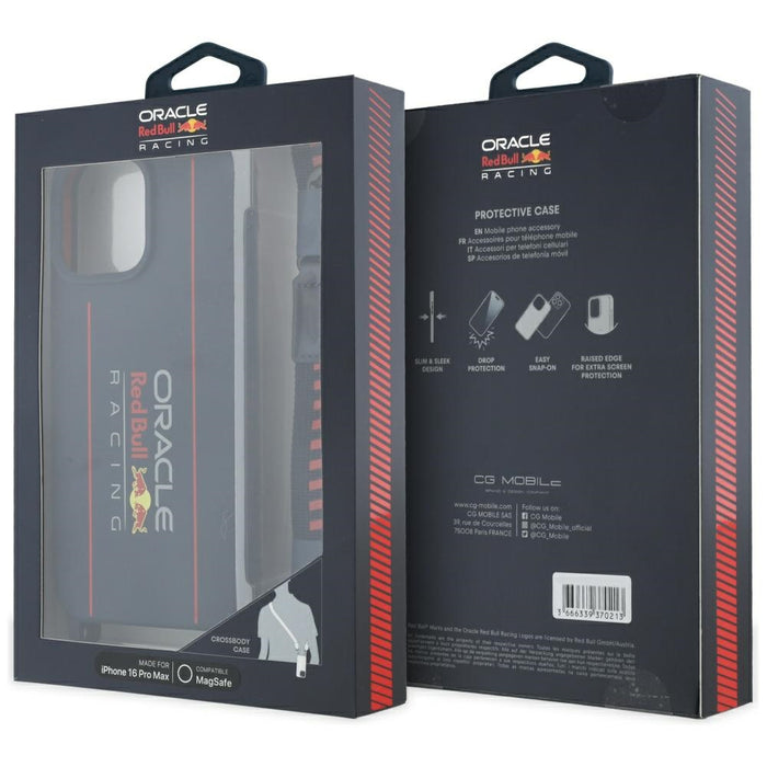 Силиконов твърд калъф Red Bull RBHMP16X24SISOLRV с вертикален лого и MagSafe за iPhone 16 Pro Max 6.9", тъмносин