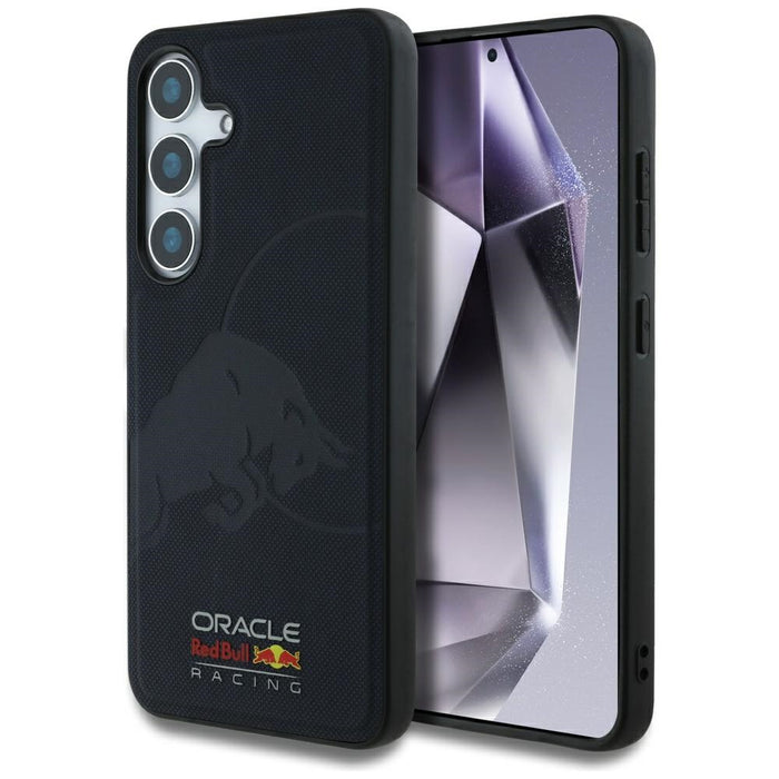 Кожен калъф Red Bull Meshed Debossed Bull MagSafe за Samsung Galaxy S25, тъмносин