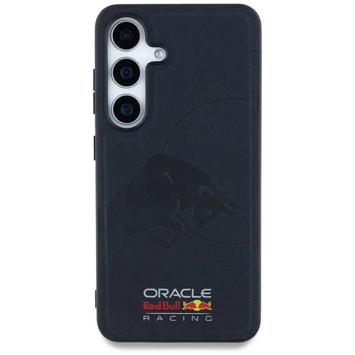 Кожен калъф Red Bull Meshed Debossed Bull MagSafe за Samsung Galaxy S25, тъмносин