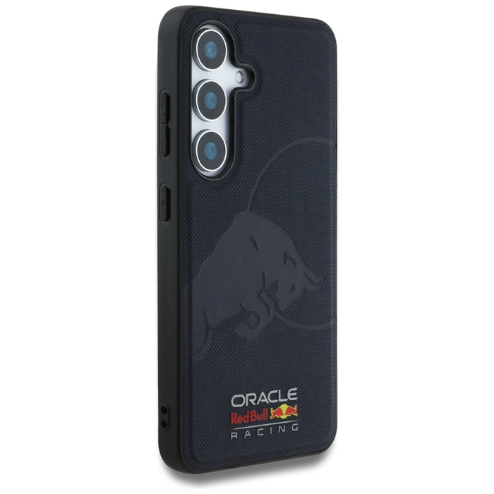 Кожен калъф Red Bull Meshed Debossed Bull MagSafe за Samsung Galaxy S25, тъмносин