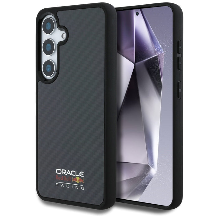 Калъф Red Bull Real Carbon Fiber Shiny Logo MagSafe за Samsung Galaxy S25, черен