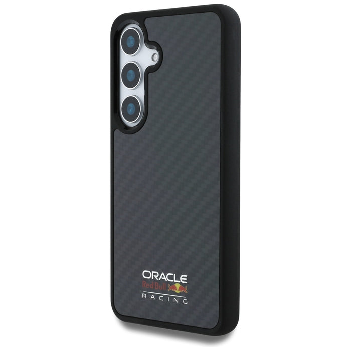 Калъф Red Bull Real Carbon Fiber Shiny Logo MagSafe за Samsung Galaxy S25, черен