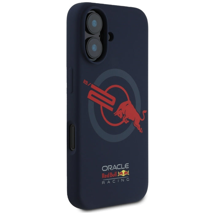 Силиконов калъф Red Bull HC ORBR20 Logo Red Lining MagSafe за iPhone 16, тъмносин