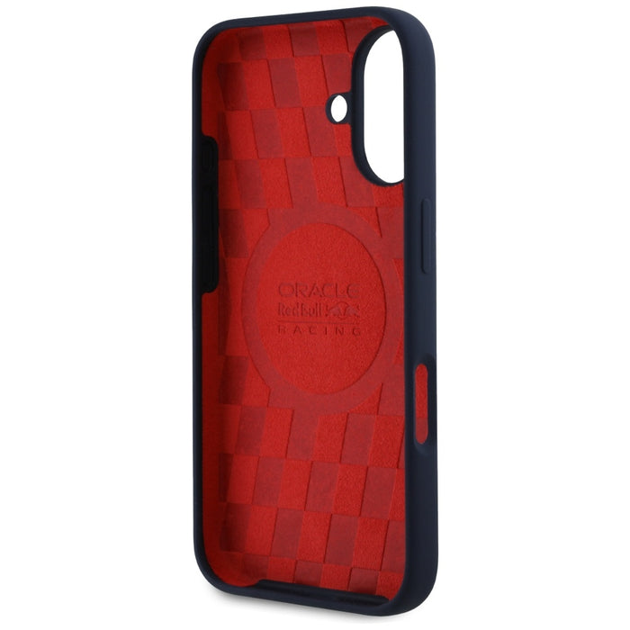 Силиконов калъф Red Bull HC ORBR20 Logo Red Lining MagSafe за iPhone 16, тъмносин