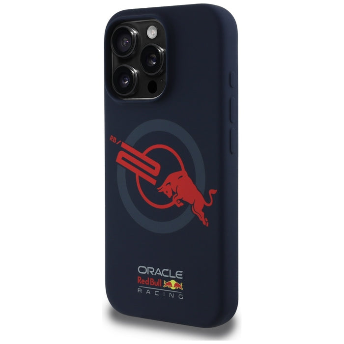 Силиконов калъф Red Bull HC ORBR20 Logo Red Lining MagSafe за iPhone 15 Pro, тъмносин