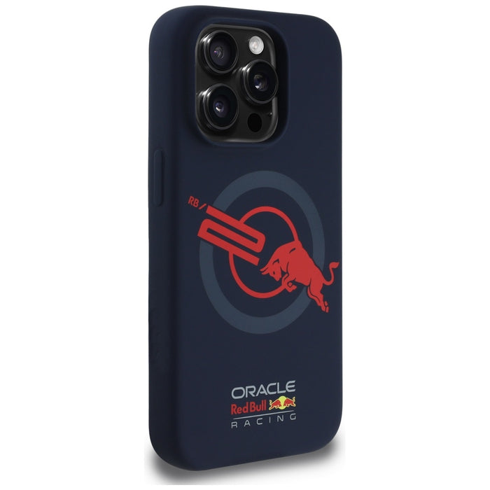 Силиконов калъф Red Bull HC ORBR20 Logo Red Lining MagSafe за iPhone 15 Pro, тъмносин