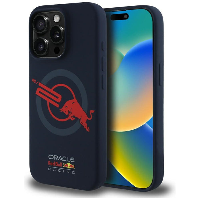 Силиконов калъф Red Bull HC ORBR20 Logo Red Lining MagSafe за iPhone 15 Pro, тъмносин