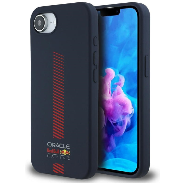 Силиконов калъф Red Bull с Powerbar MagSafe за iPhone 16e / 17e, тъмносинен