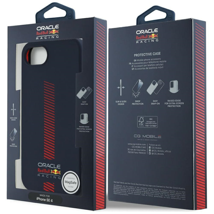 Силиконов калъф Red Bull с Powerbar MagSafe за iPhone 16e / 17e, тъмносинен