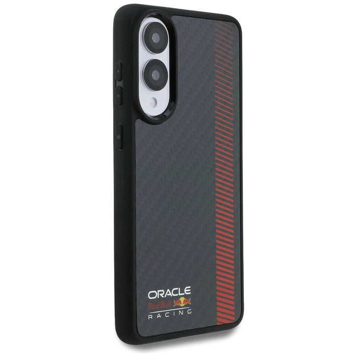 Кожен калъф Red Bull Real Carbon Fiber Powerbar MagSafe за Samsung Galaxy S25 Edge, черен