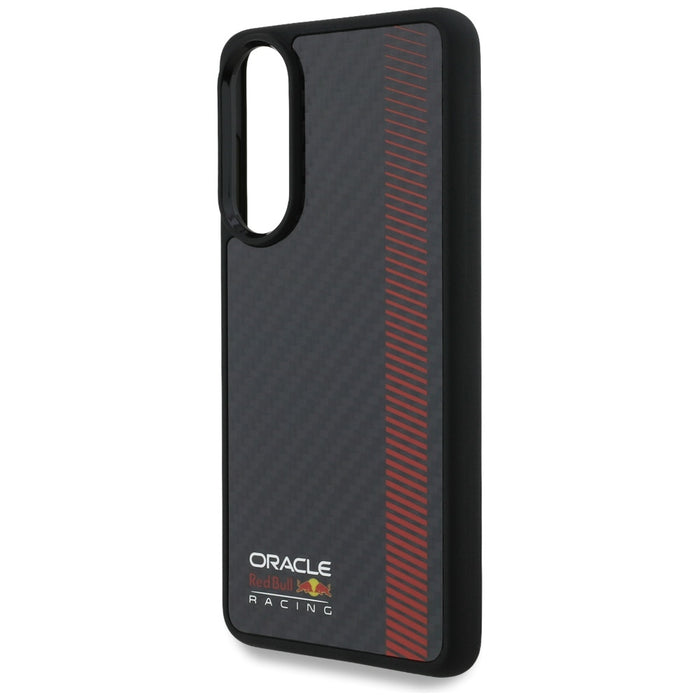 Кожен калъф Red Bull Real Carbon Fiber Powerbar MagSafe за Samsung Galaxy S25 Edge, черен