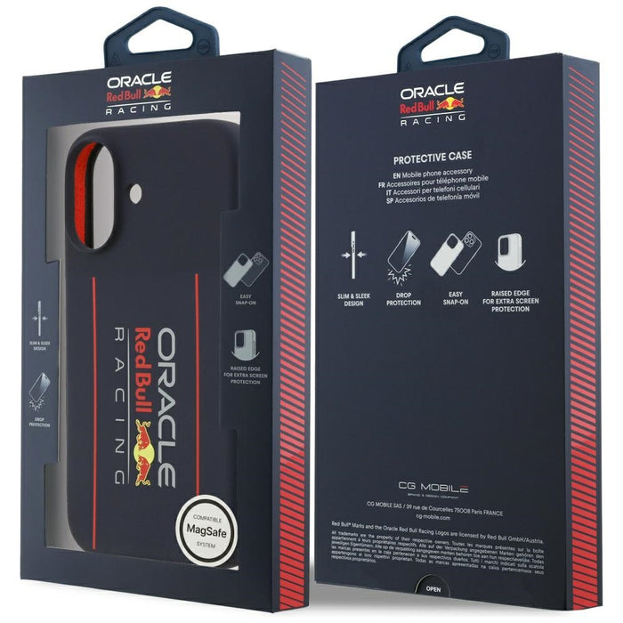 Силиконов калъф Red Bull Oversize Vertical Logo MagSafe за iPhone 17, тъмносин