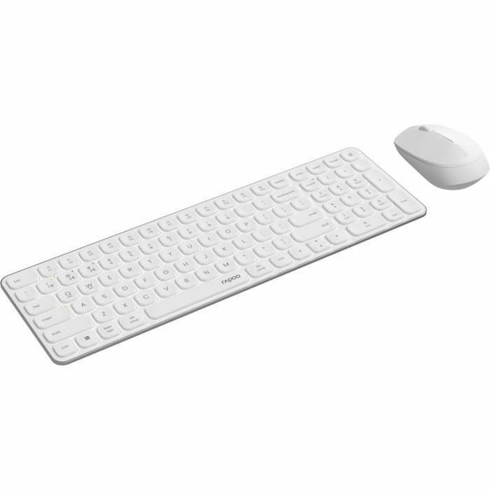 Клавиатура с мишка Rapoo 9310M Бял AZERTY