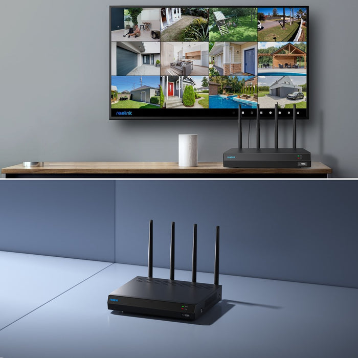 Reolink NVS12W - 12-канален Wi-Fi 6 NVR, поддържа до 16MP камера, 5/2,4 GHz Wi-Fi, 2TB HDD, 16TB капацитет за съхранение, черен
