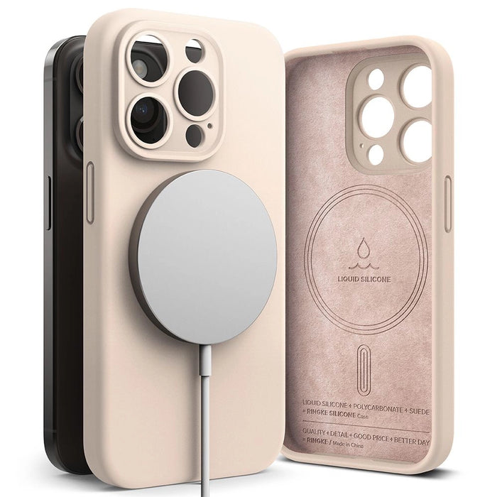 Силиконов калъф Ringke MagSafe за iPhone 15 Pro - розов