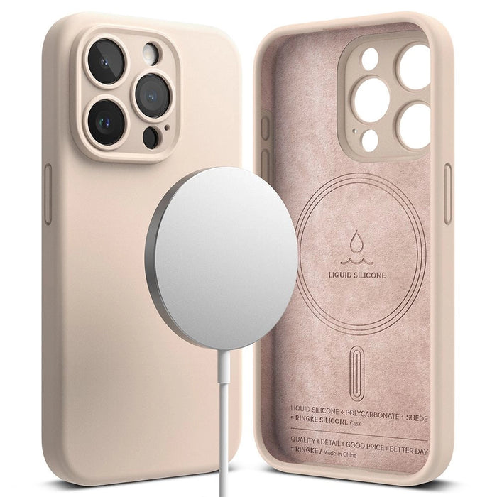 Силиконов калъф Ringke MagSafe за iPhone 15 Pro - розов