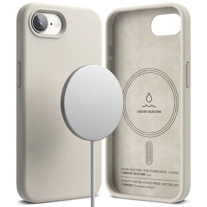 Силиконов калъф Ringke Magsafe за iPhone 16e - бежов