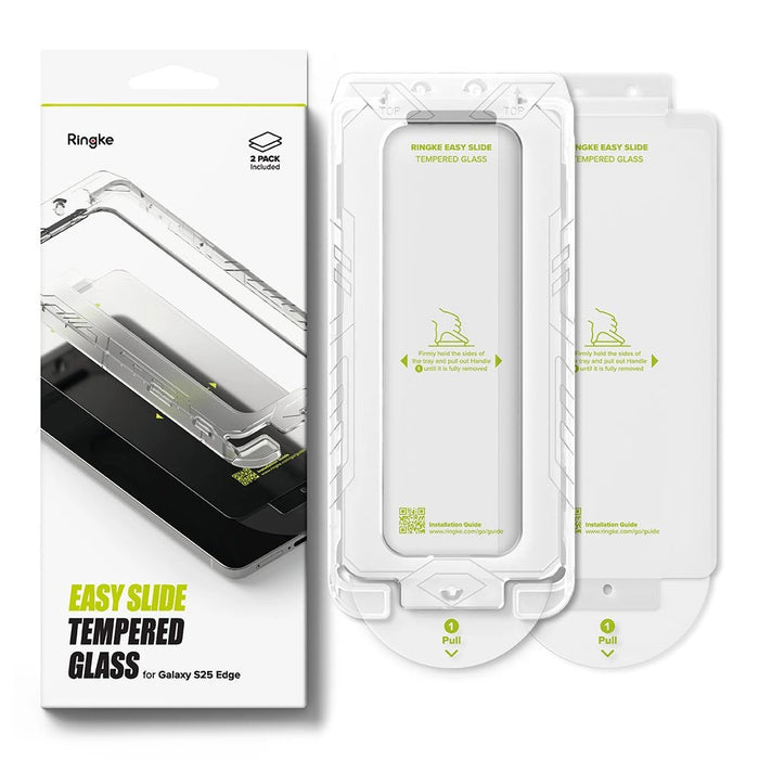 Закалено стъкло Ringke Easy Slide 2-pack за Samsung Galaxy S25 Edge - прозрачно