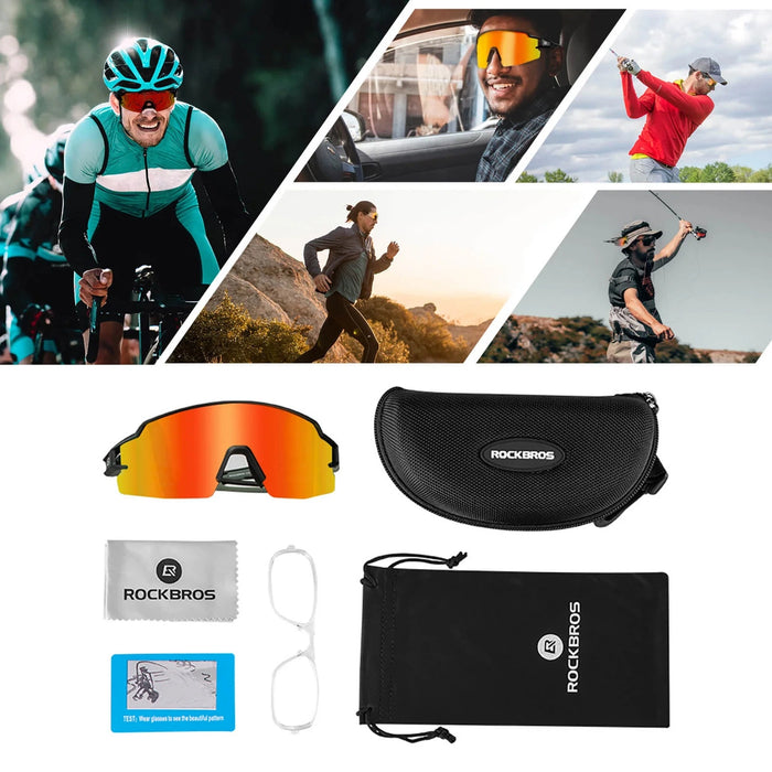 Очила за колоездене Rockbros Photochromic UV Protection with Corective Insert Orange Lenses - Black