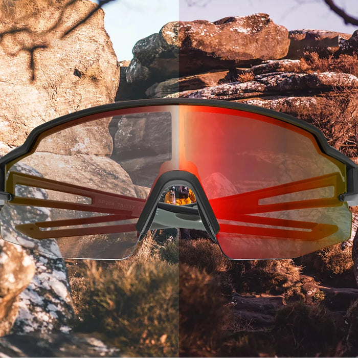 Очила за колоездене Rockbros Photochromic UV Protection with Corective Insert Orange Lenses - Black