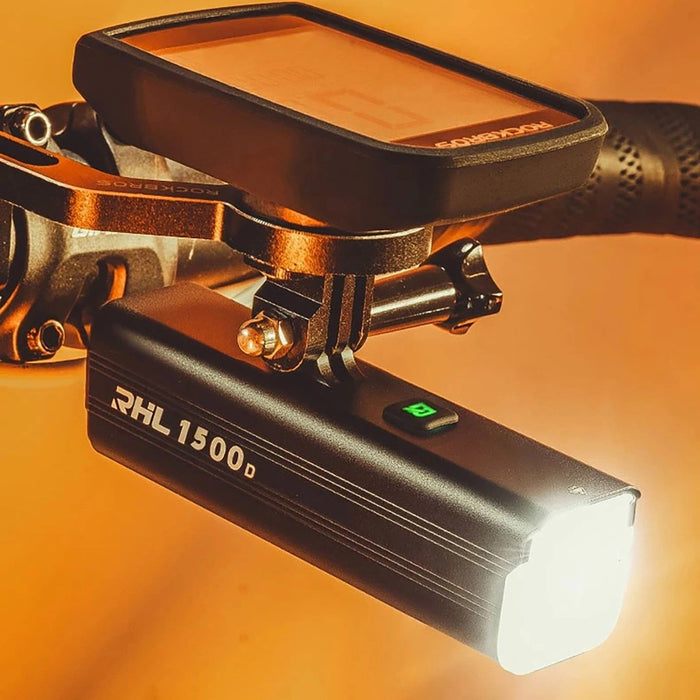 Предна велосипедна светлина Rockbros RHL1500 за скоростомер/GPS