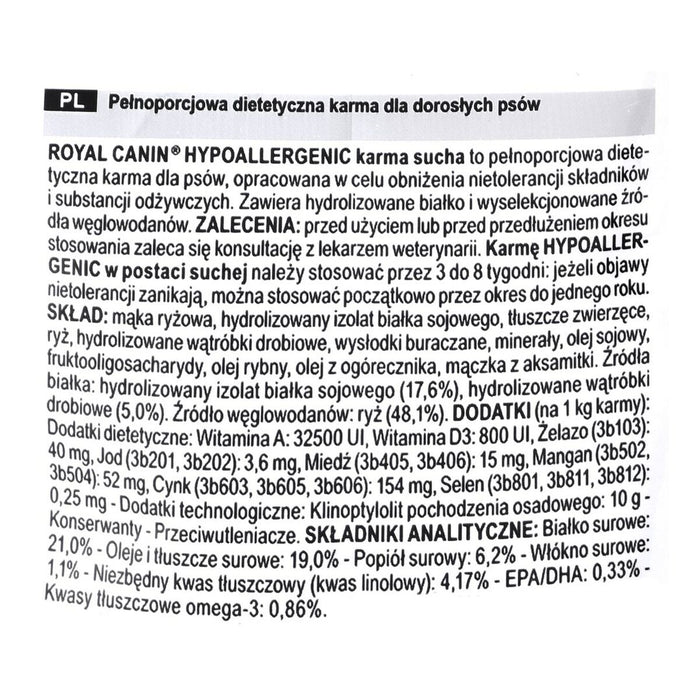 Суха храна Royal Canin Hypoallergenic Възрастен Птици 2 Kg