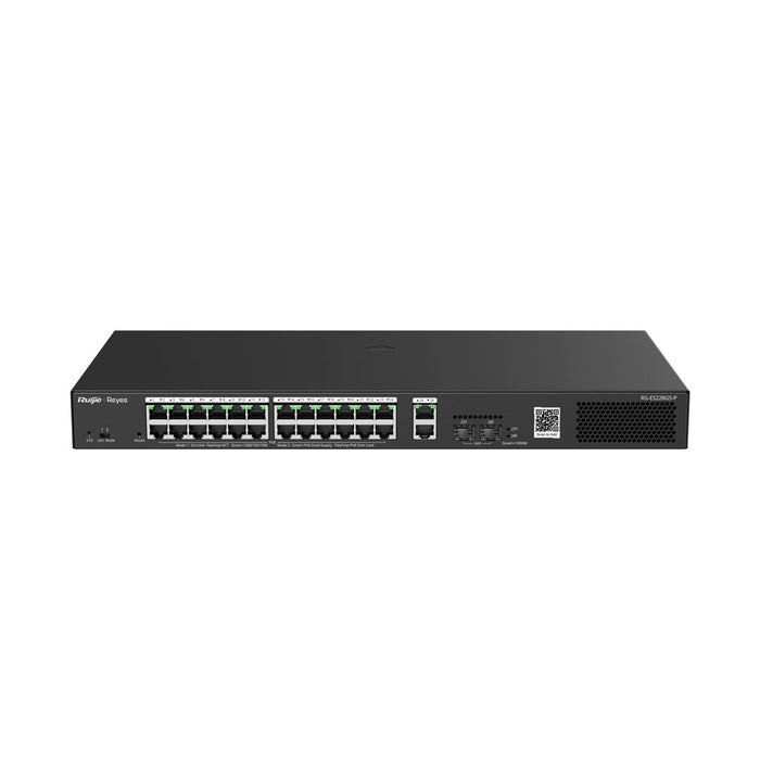 Ruijie Networks RG-ES228GS-P мрежов комутатор Managed Gigabit Ethernet (10/100/1000) Power over Ethernet (PoE) Черен