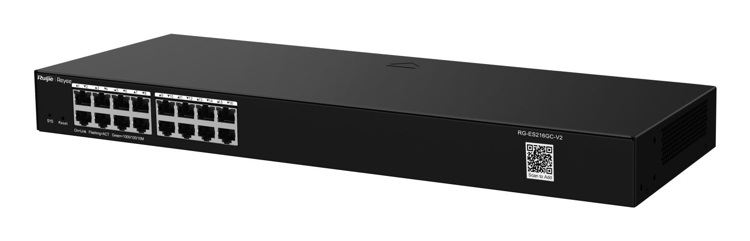 Ruijie Networks RG-ES200 управляван L2 Gigabit Ethernet (10/100/1000) настолен/стенен монтаж черен