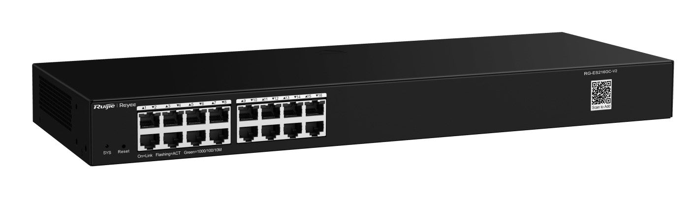 Ruijie Networks RG-ES200 управляван L2 Gigabit Ethernet (10/100/1000) настолен/стенен монтаж черен
