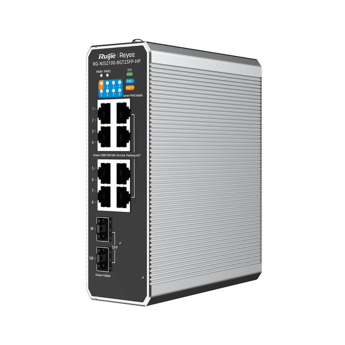 Ruijie Networks RG-NIS2100 Управляван L2 Gigabit Ethernet (10/100/1000) Захранване през Ethernet (PoE) Черен, Неръждаема стомана