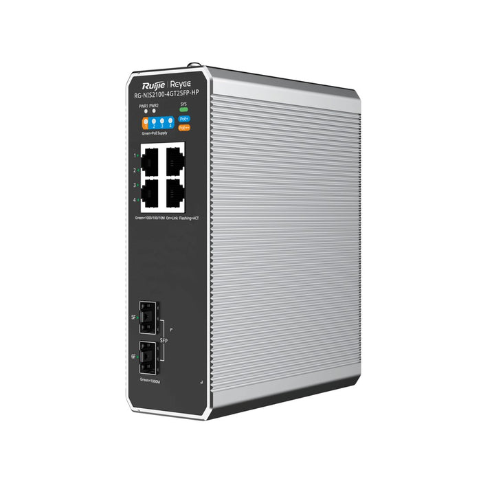 Ruijie Networks RG-NIS2100 Управляван L2 Gigabit Ethernet (10/100/1000) Захранване през Ethernet (PoE) Черен, Неръждаема стомана