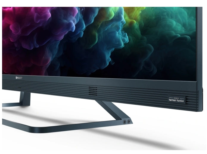 Sharp 55FQ8EG, 55" QLED GOOGLE TV, 4K 144Hz Quantum Dot 3840x2160 Алуминиева тънка безрамка, AQUOS AI, DVB-T/T2/C/S/S2, 500 NIT, Active Motion 1400, HARMAN/KARDON, HDR10, Dolby Atmos, Dolby Vision, DTS:X, Google Assistant, HDMI eARC, Mini Composite/CVBS