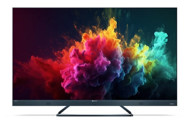Sharp 55FQ8EG, 55" QLED GOOGLE TV, 4K 144Hz Quantum Dot 3840x2160 Алуминиева тънка безрамка, AQUOS AI, DVB-T/T2/C/S/S2, 500 NIT, Active Motion 1400, HARMAN/KARDON, HDR10, Dolby Atmos, Dolby Vision, DTS:X, Google Assistant, HDMI eARC, Mini Composite/CVBS