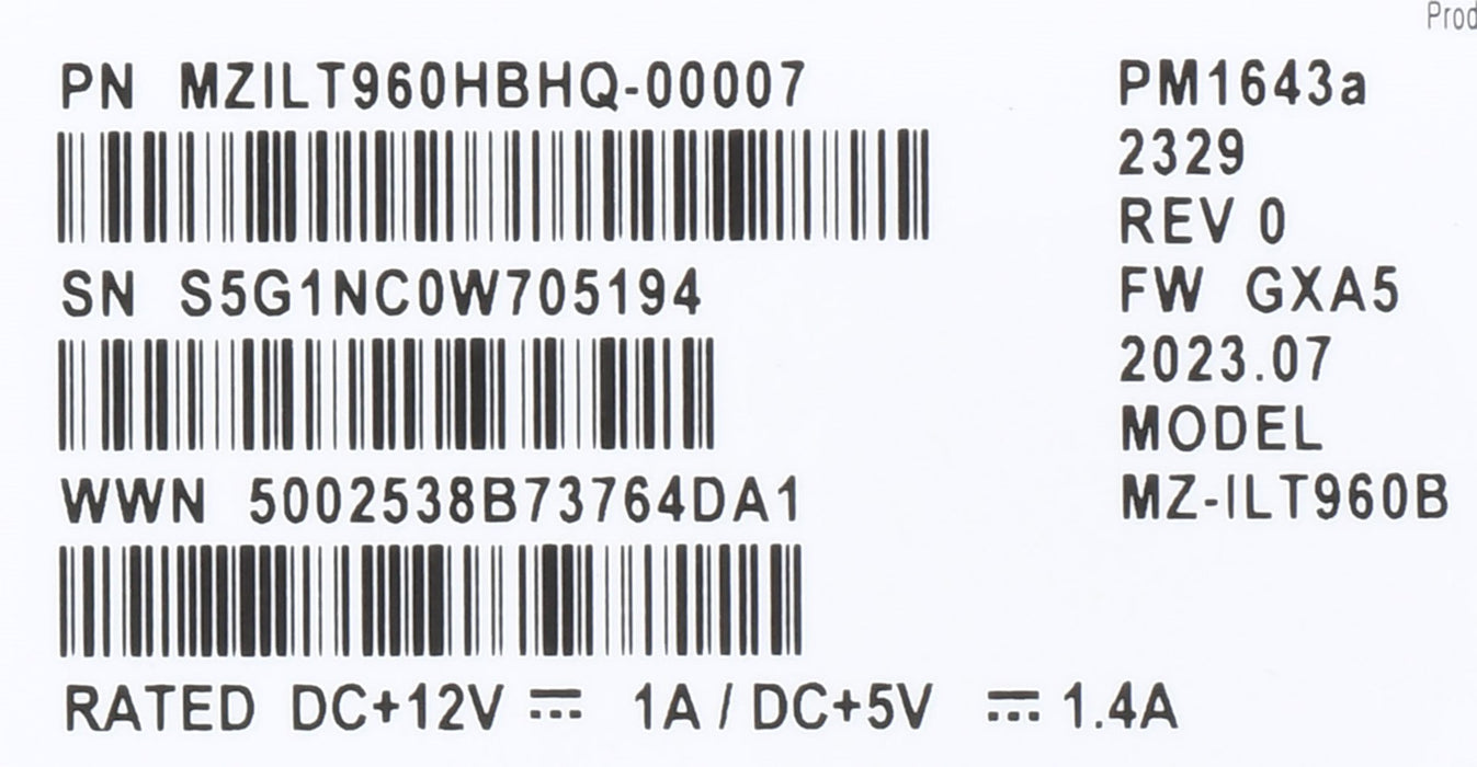 SSD Samsung PM1643a 960GB 2.5" SAS 12Gb/s MZILG960HCHQ-00A07 (DWPD 1)