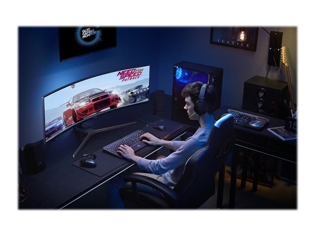 SAMSUNG C49HG90DMU 49 инча 32:9 Извит 1800R 3840x1080 VA QLED HDR 1ms MPRT 144Hz HDMIx2 DP Стойка за регулиране на височината на двойна панта VESA