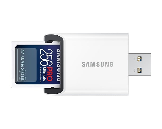 Samsung 256GB SD Card PRO Ultimate с USB четец, U3, V30, Четене 200MB/s - Запис 130MB/s