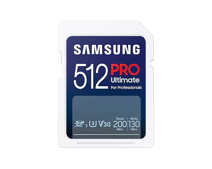 Samsung 512GB SD Card PRO Ultimate с USB четец, U3, V30, Четене 200MB/s - Запис 130MB/s