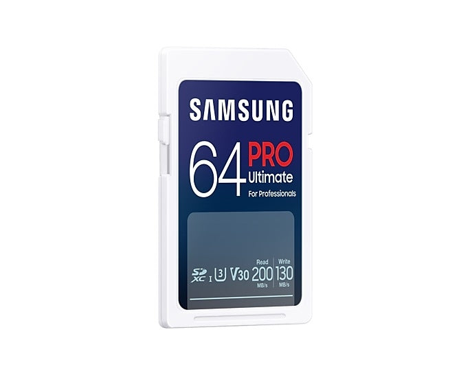 Samsung 64GB SD Card PRO Ultimate, U3, V30, Четене 200MB/s - Запис 130MB/s