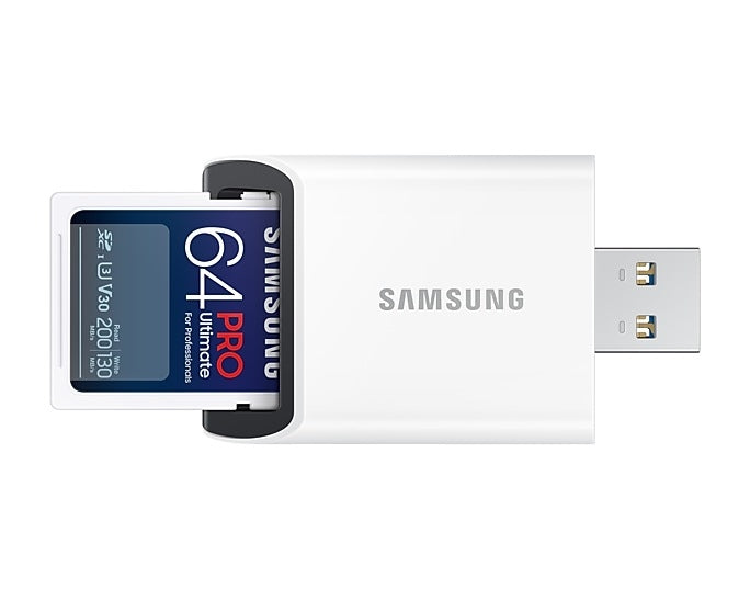 Samsung 64GB SD Card PRO Ultimate с USB четец, U3, V30, Четене 200MB/s - Запис 130MB/s