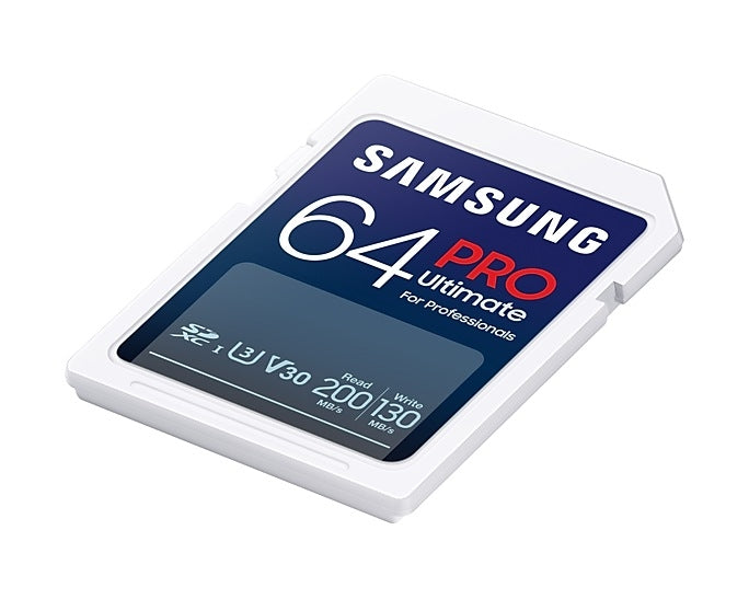 Samsung 64GB SD Card PRO Ultimate с USB четец, U3, V30, Четене 200MB/s - Запис 130MB/s