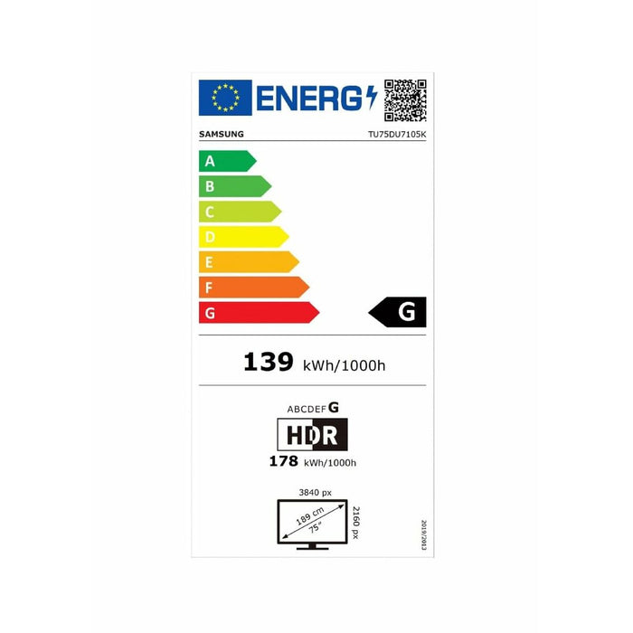 Смарт телевизор Samsung TU75DU7105 4K Ultra HD 75" LED HDR HDR 10+