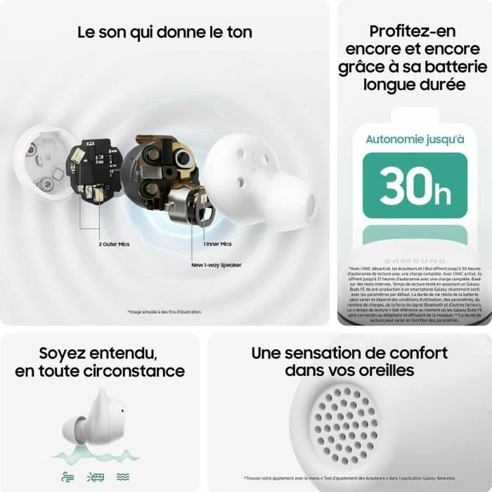 Слушалки Samsung Galaxy Buds FE Бял