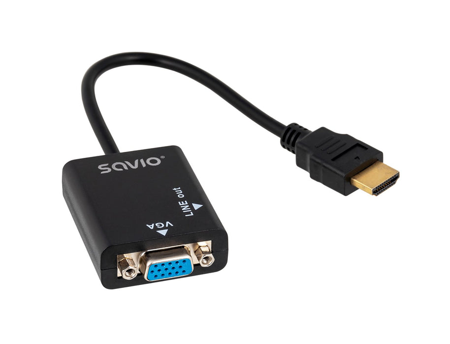 Savio CL-23 адаптер за видео кабел 0,5 м VGA (D-Sub) HDMI тип A (стандартен) черен