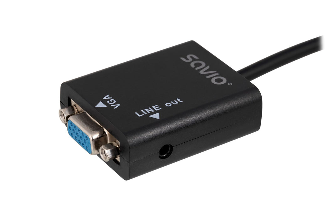 Savio CL-23 адаптер за видео кабел 0,5 м VGA (D-Sub) HDMI тип A (стандартен) черен